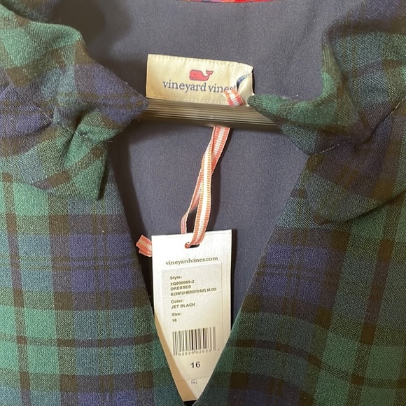 Vineyard Vines Blackwitch Meredith Plaid Ruffle Neck Midi Sleeveless Dress - Picture 2 of 10